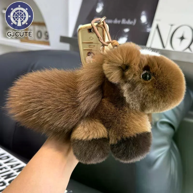 렉스 토끼털 조디악 말 플러시 장난감; 독특한 가방 펜던트 및 열쇠고리 새해 선물