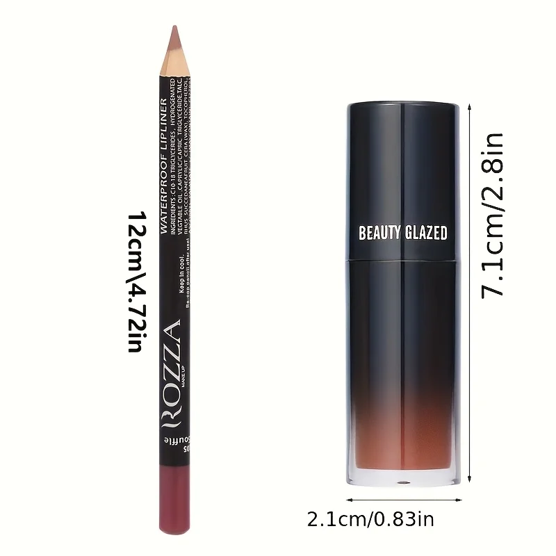 Set trucco labbra in velluto da 2 pezzi - Matita labbra a lunga durata Ideale regalo di San Valentino, set di matite labbra rossetto Cosmetici Combo