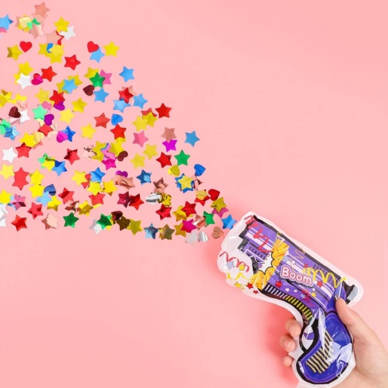 200-20pcs Confetti Cannon Handheld Inflatable Fireworks Gun Sparkle Sequin Wedding Celebration Birthday Party Game Tricky Props