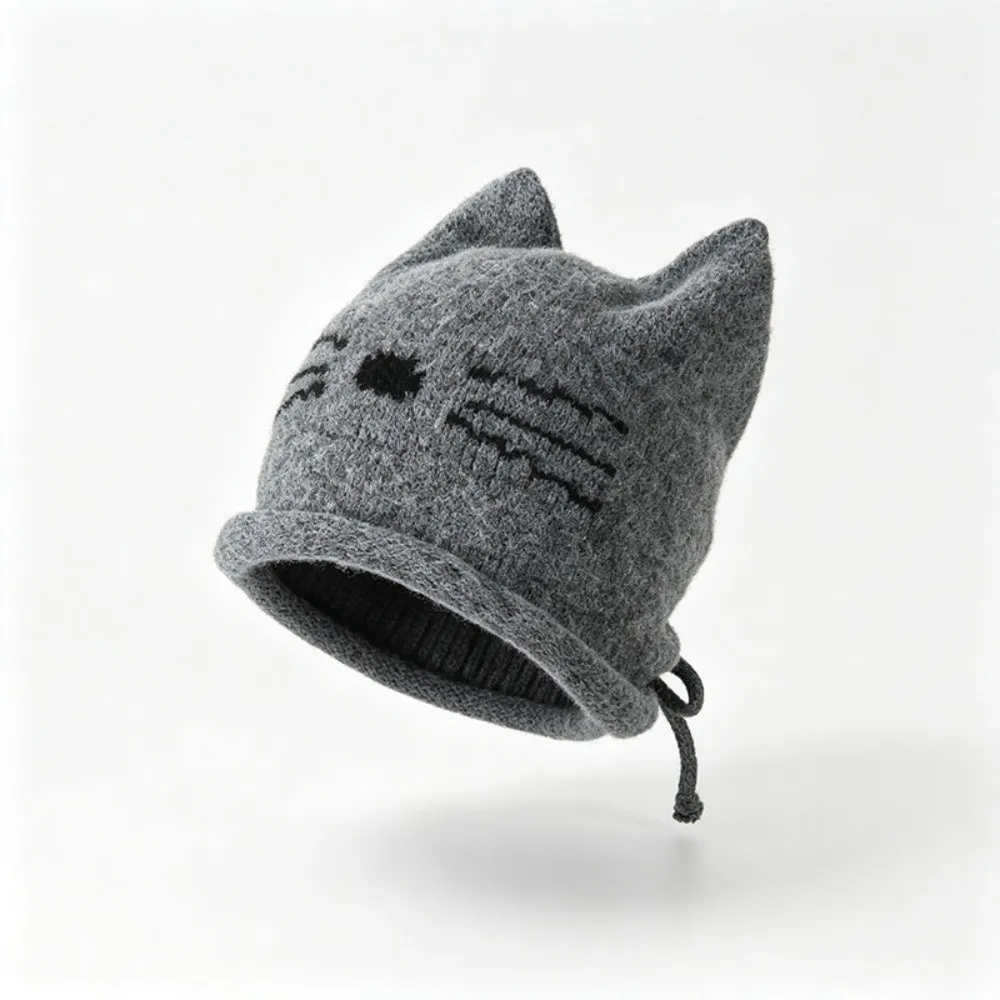Fashion Cute Ear Cat Ear Beanie Hat Keep Warm Solid Color Knitted Skull Cap Winter Hat Autumn