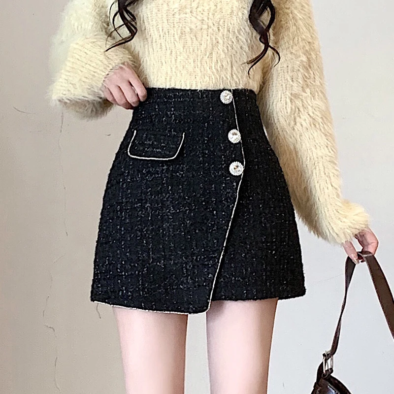 

Irregular High Waist Women Skirts Versatile A-line Slim Solid Color Office Lady Korean Style Fashion Daily Basics Skirts Female