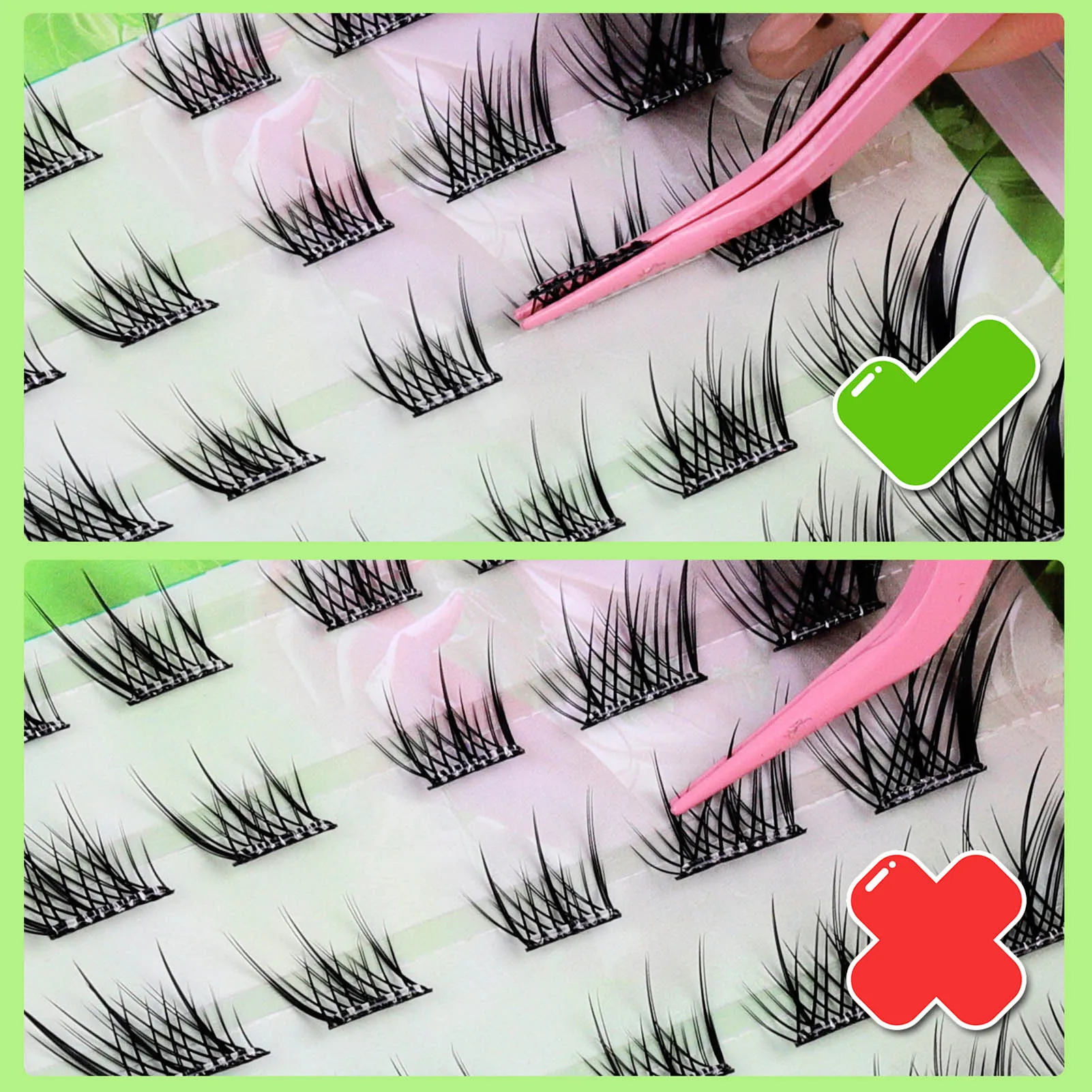 No Glue Self-adhesive False Eyelashes DIY Anime Winged Fox Eyes Thick Segmented 9-13mm Lash Extension Enlarge Eyes Tool