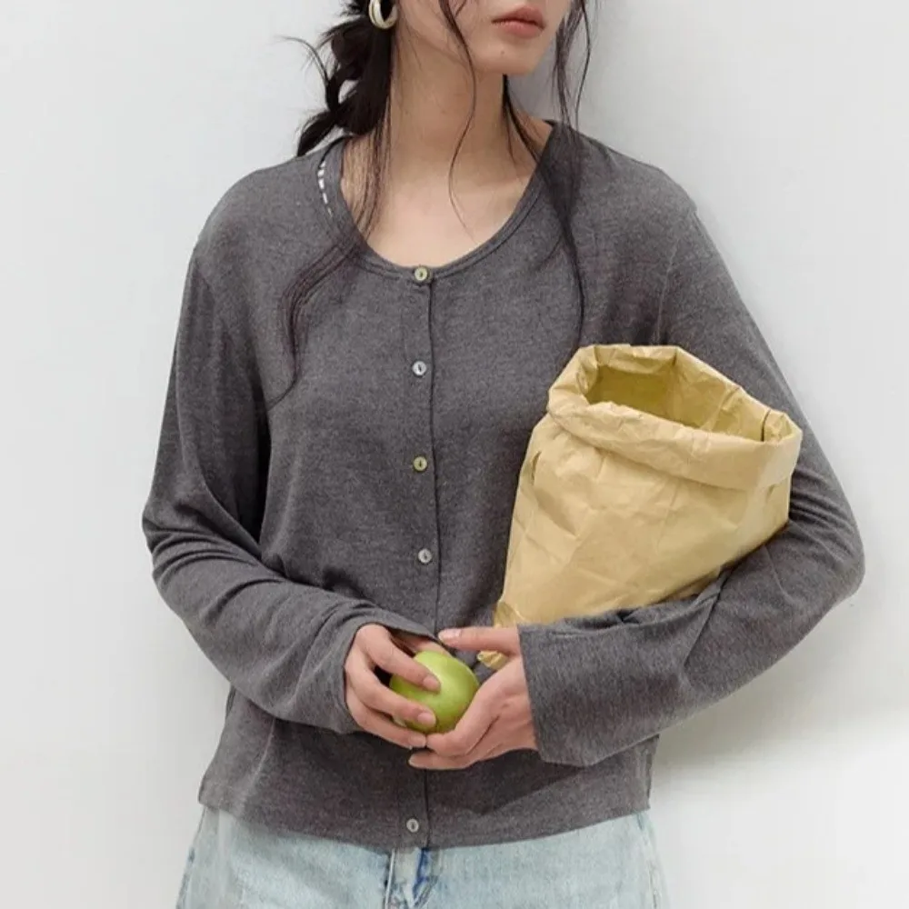 Slim Acetate Acetate Linen Cardigan Lyocell Linen Silk Lyocell Cardigan Long Sleeve Wool Blend Buttoned Cardigan Office Wear