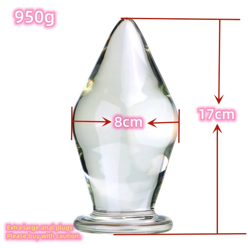 VaHppy Extra Large Anal Plugs Buy With Caution 950g 8cm Glass Extended Anal Training Gay Sex Toys Masturbation For