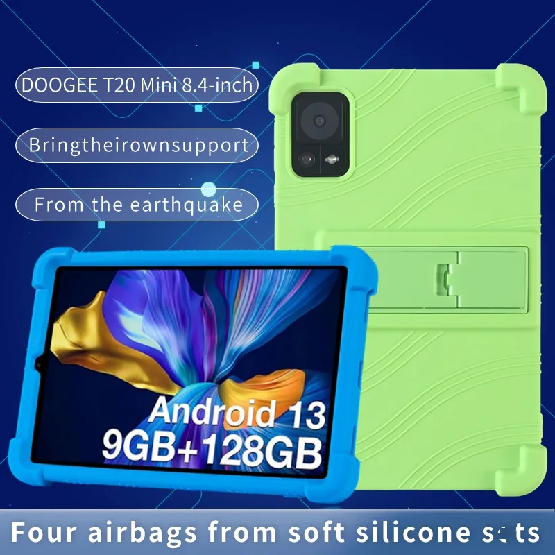 Soft Silicone Case for Doogee T20mini Pro 2023 8.4 inch Adjustable Multi-angles Stand Cover Shockproof Tablet Protective Shell