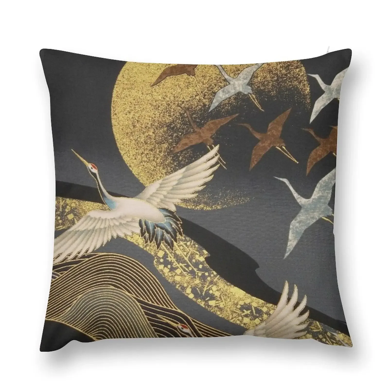 

Japanese Cranes flight to golden moon Throw Pillow pillows decor home Christmas Covers For Cushions Bed pillowcases pillow