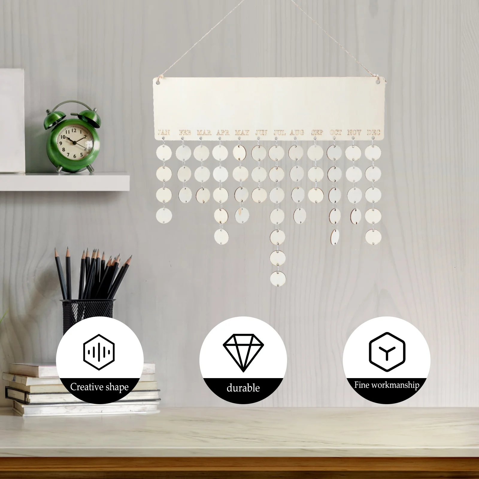 

1 set 1 Set Wooden Birthday Calendar Hanging Board Diy Reminder Decor For Family Anniversary Mother'S Day Father'S Day Wall Home