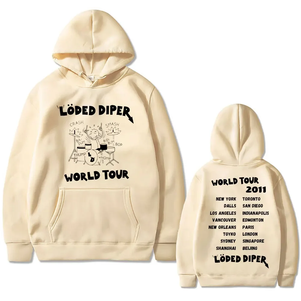 Customization Loded Diper World Tour Hoodie Diary Of A Wimpy Kid Hoodies Men Women Hip Hop Oversized Hooded Sweatshirt Male Vint