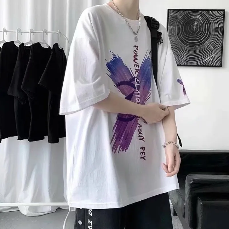 Men's Oversized T-shirts Loose Summer Y2k Tops Clothes Pure Cotton Streetwear Harajuku Short Sleeve Tee T Shirt Surprise Price