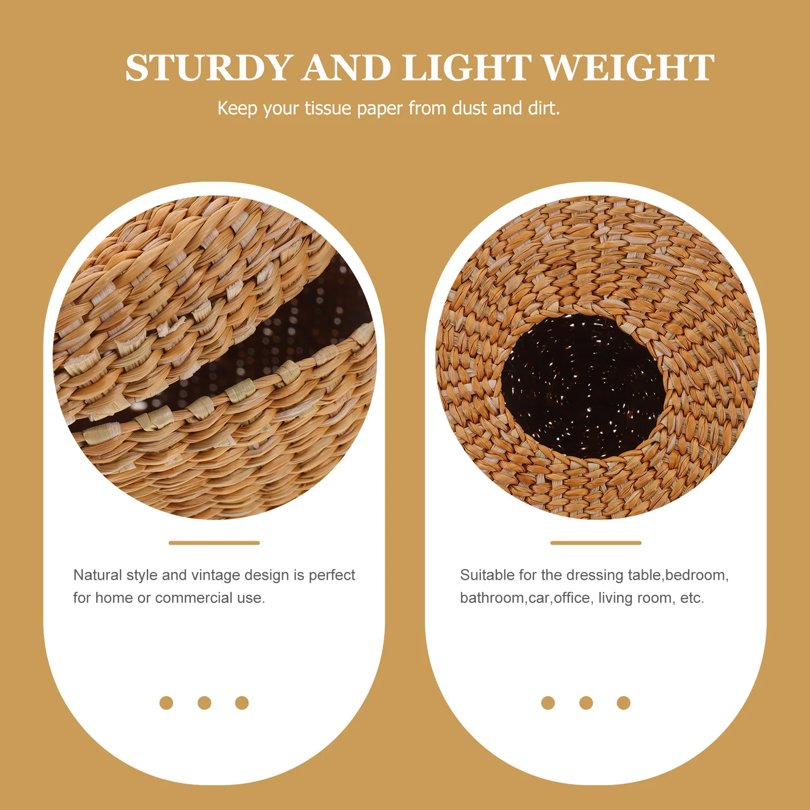 

Natural Straw Tissue Box Vintage Design Dressing Table Bedroom Bathroom Car Office Living Room Gift Straw Tissue Box