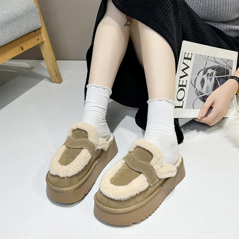 Slippers Casual Fur Shoes Slides Slipers Women Platform Cover Toe Luxury Plush 2024 Fashion Fur Shoes House Slippers Platform Sl