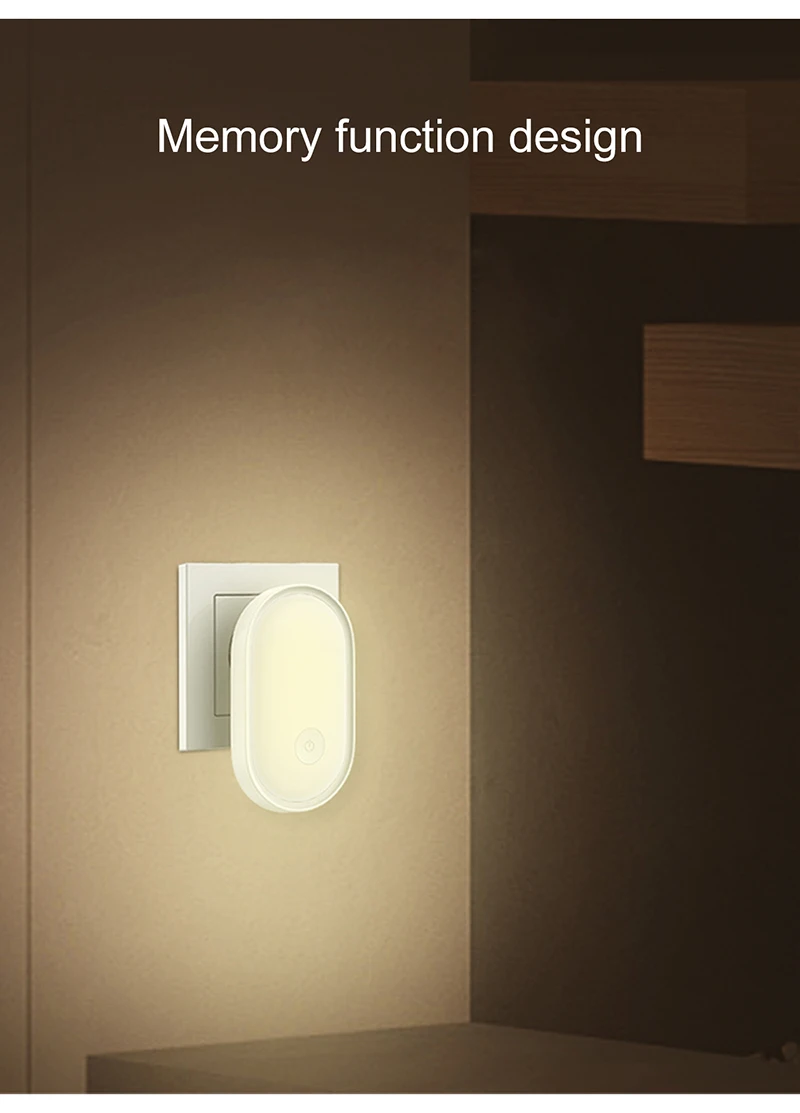 LED Night Light Wall Lamp EU Plug Light Control Induction Energy Saving Environmental Protection Bedroom Lamp Home Decor Q
