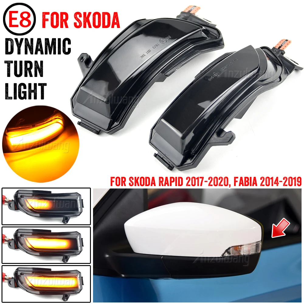 Fit For Skoda Fabia 2014 2015 2016 2017 2018 2019 Rapid 2017-2020 LED Dynamic Flowing Side Wing Mirror Turn Signal Light Blink