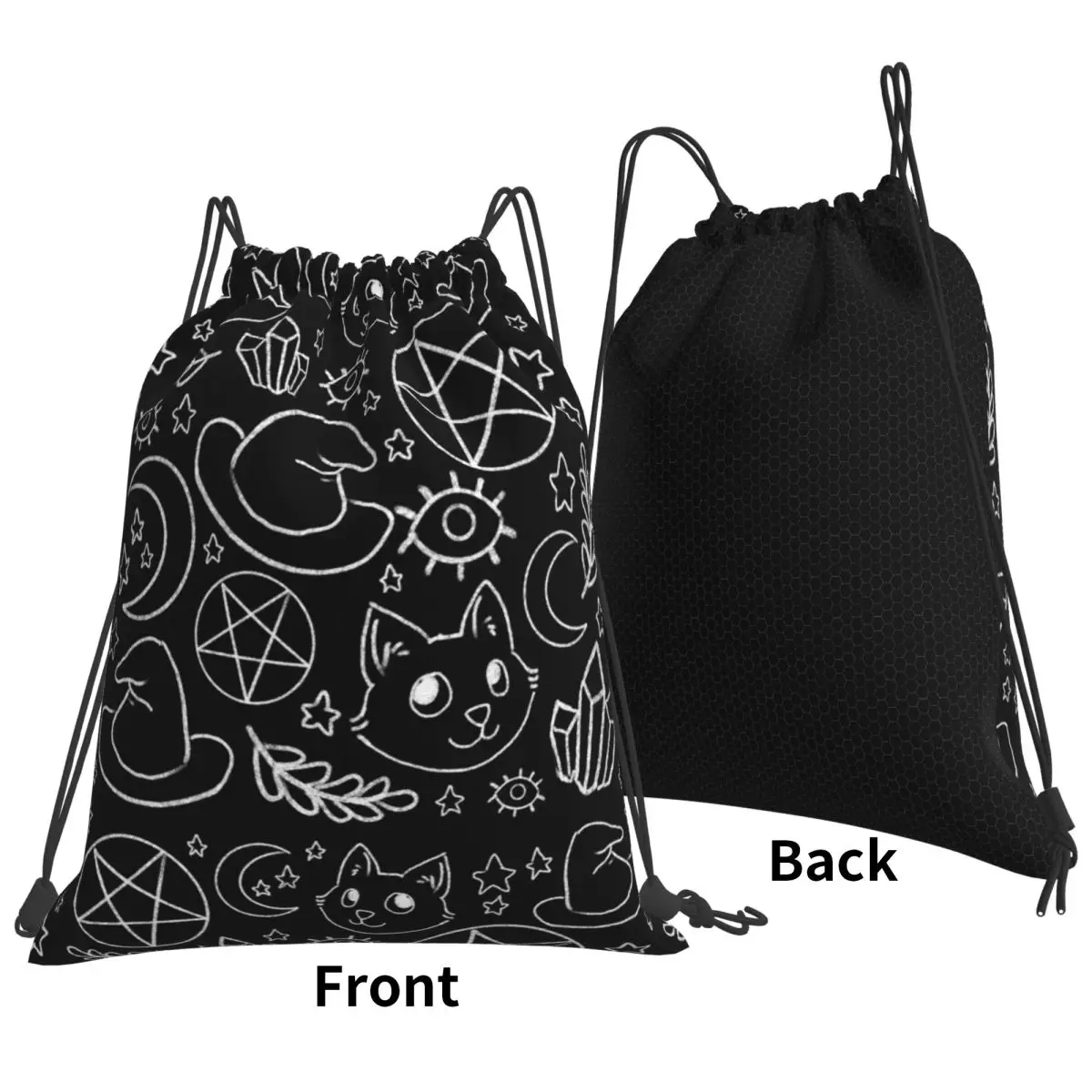 Witchy World Backpacks Casual Portable Drawstring Bags Sports Bag Book Bags For Travel Students