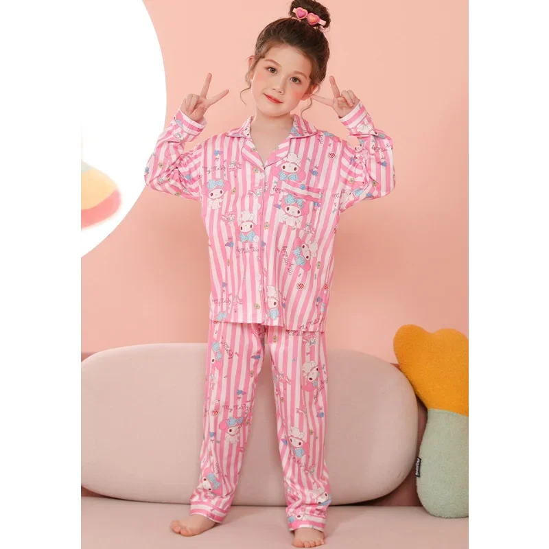 Sanrio Melody Autumn Long Cotton Long Sleeve Long Pants Women's Pajamas Silk Pajamas Women's Cartoon Homewear Set