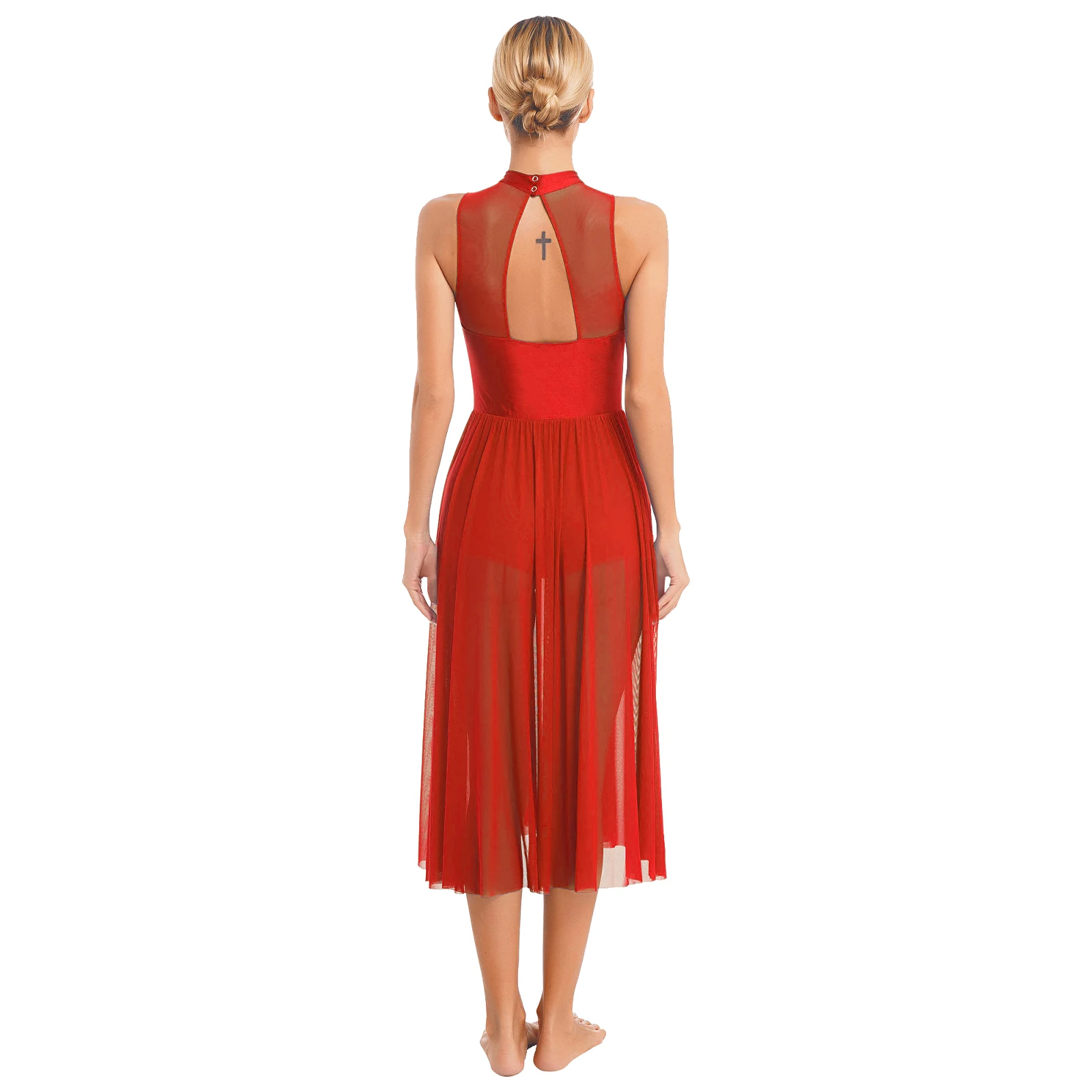 Women Shiny Dimonds Lyrical Dance Dress Halter Cutout Back Ballet Leotard Split Chiffon Skirts Modern Dance Costume
