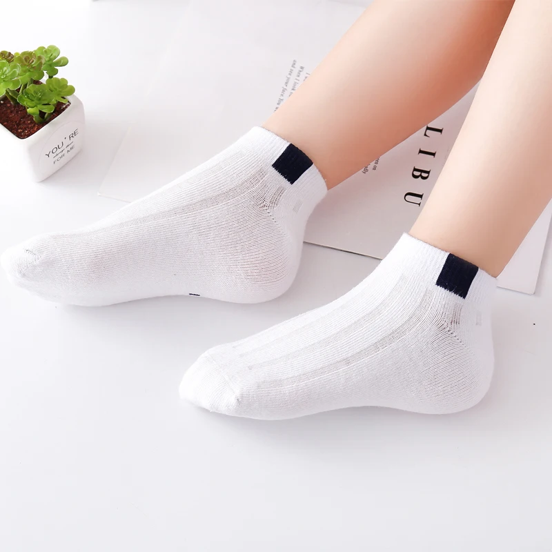 Children\'s White Short Socks Spring/Summer Boys and Girls Sports Sweat-absorbing Cotton Socks Baby Breathable Socks 1-7 Years