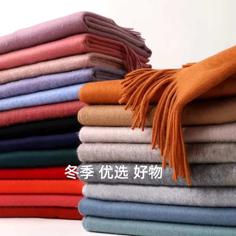 

Осенне-зимний кашемировый шарф для женщин, плотная и теплая кашемировая шаль, завернутая однотонным женским платком.