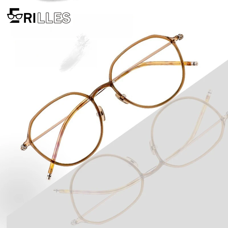 

Titanium & TR90 Composite Glasses, Polygonal Full Frame with Blue Light Filtering,Ultra Lightweight Retro Style for Natural Look