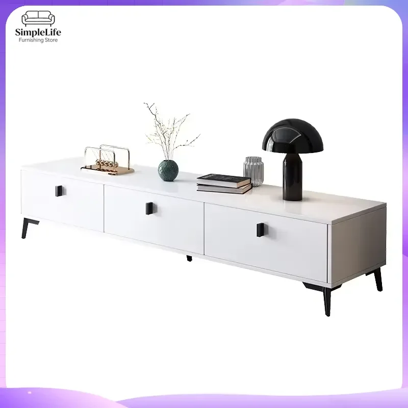 Modern Wooden TV Stand with Storage Shelves Extendable Coffee Table for Small Apartment Home Office Farmhouse Living Room