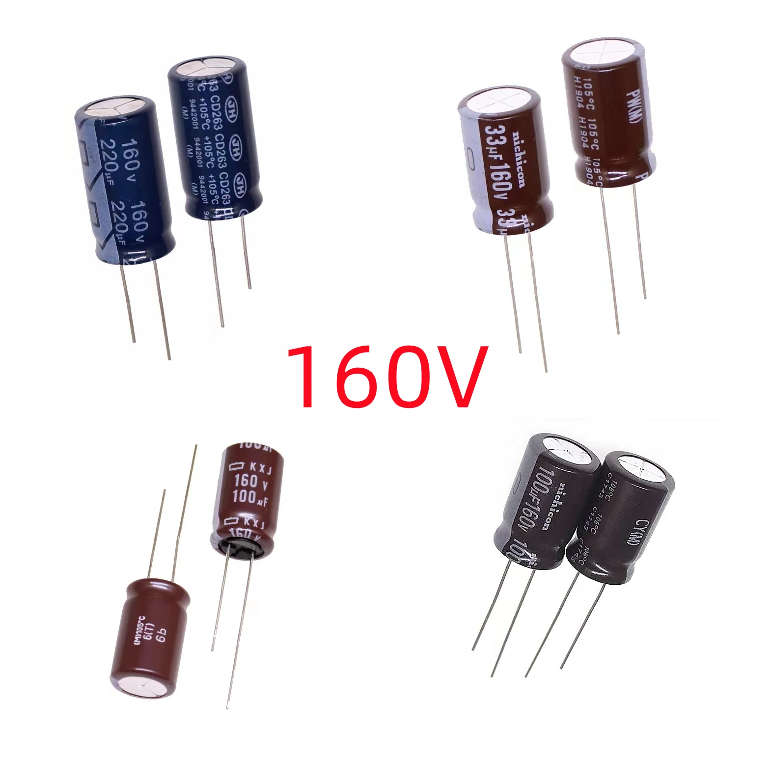 160V DIP High Frequency Aluminum Electrolytic Capacitor 1uF 2.2uF 3.3uF 4.7uF 6.8uF 8.2uF 10uF 15uF 22uF 33uF 47uF 68uF 82uF