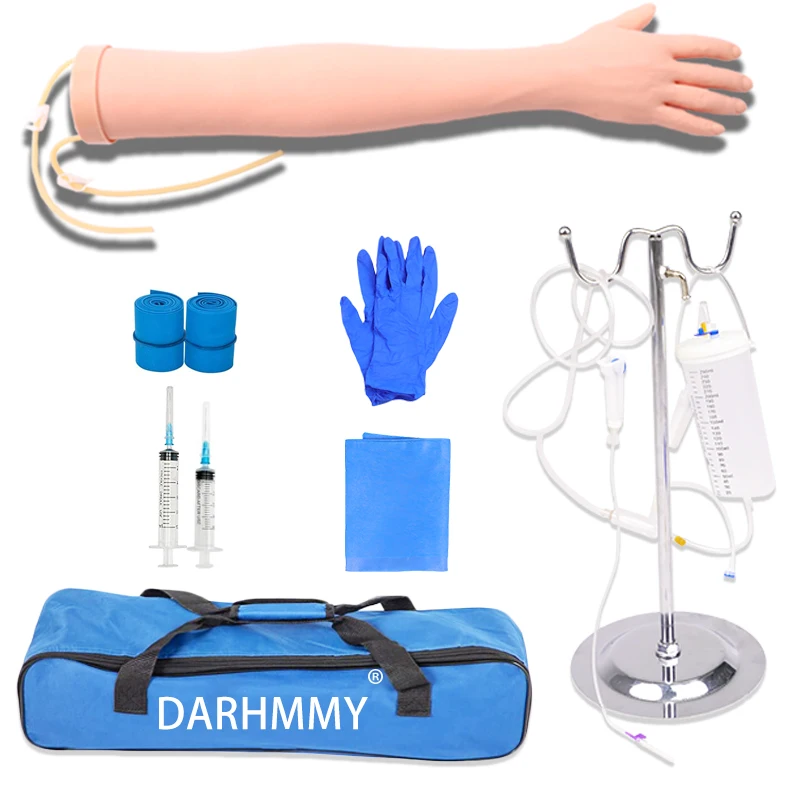 darhmmy-iv-injection-arm-phlebotomy-intravenous-infusion-practice-kit-venipuncture-nurse-training-blood-drawing-arm-model-kit