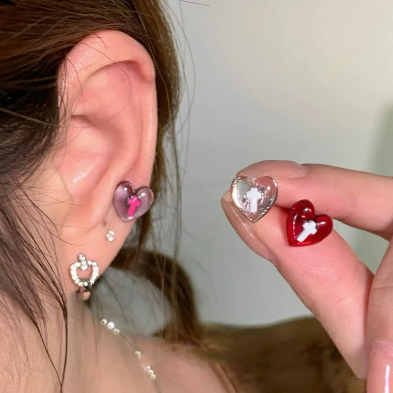 Sweet Cool Dark Angel Wings Earbone Nail Female Acrylic Love Star Earnail Spicy Girl Cross Earaccessory