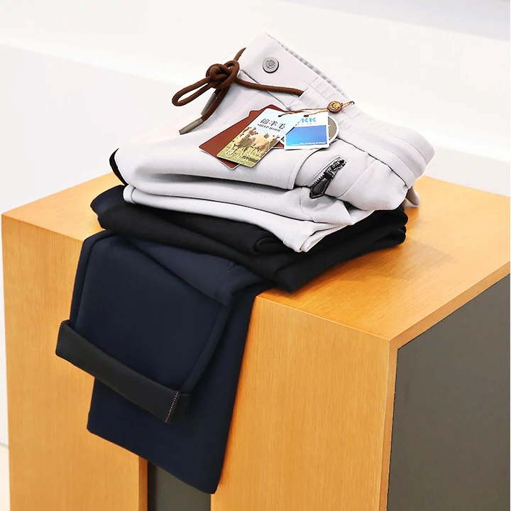 

Premium Wool Blend Men's Knitted Casual Pants Smooth Versatile Spring Summer Qui Dry Straight Leg Youthful Everyday Wear