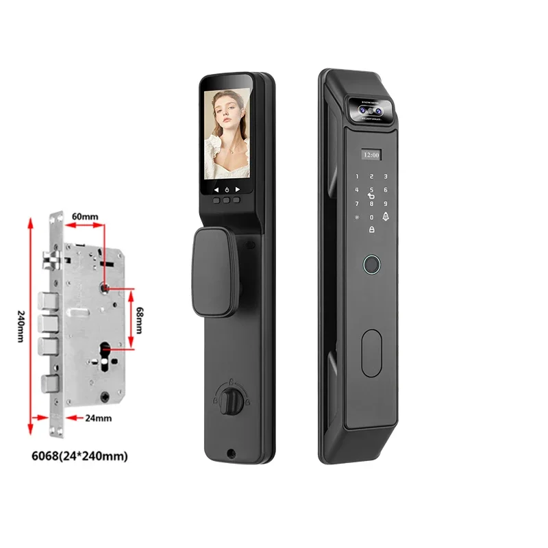 High-end Smart Door Lock Tuya Wifi Fingerprint Face Smart Facial Recognition Door Lock For Home Office Household Room