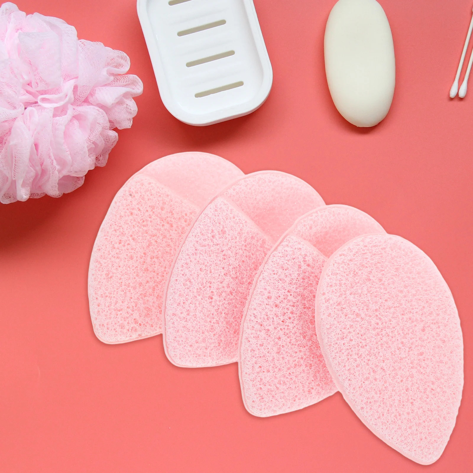 4 pçs esponjas de limpeza facial luvas esfoliantes macias ferramentas de lavagem facial purificador de pele suave portátil esponja facial