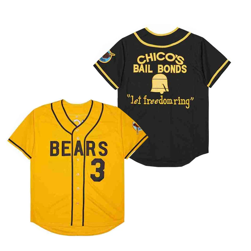 

Men Kids Baseball Jerseys The Bad News Bears 3 Leak High Quality Sports Outdoor Sewing Embroidery Yellow Black 2023 New