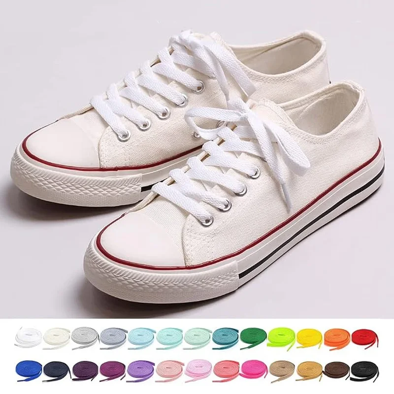 Classic 8mm Wide Flat Shoelaces, High Quality Tightly Woven Replacement Strings for Flat Shoes and Canvas Shoes, Soft Texture