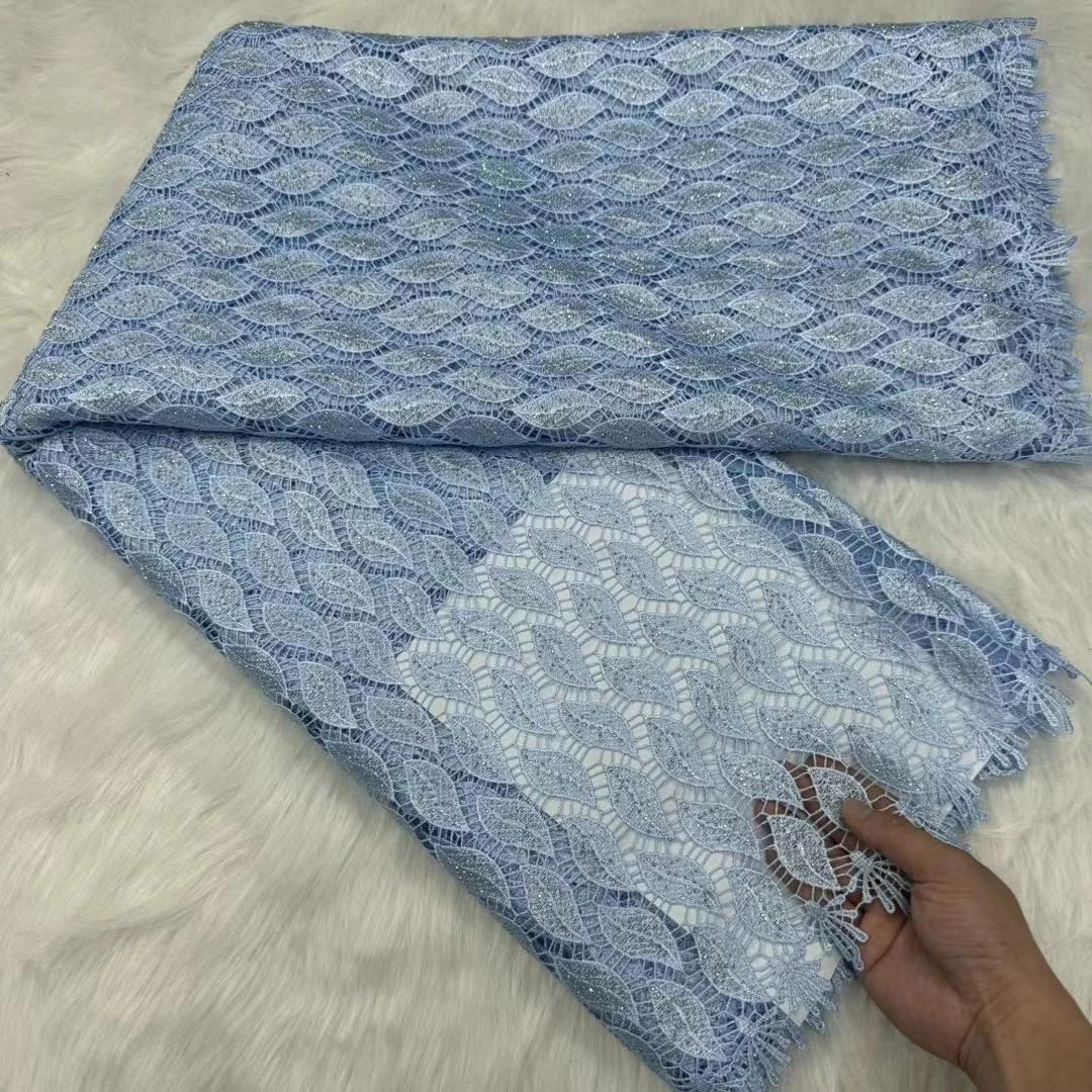 High Quality African Nigerian Gilding Tulle Lace Fabric Embroidery Organza French Lace Jacquard Brocade Lace Fabric MY015