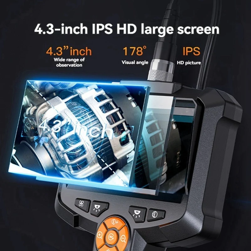 Câmera endoscópica lente de 4,3 polegadas HD 1080P boroscópio de inspeção de carro IP67 câmera de esgoto à prova d'água com LED