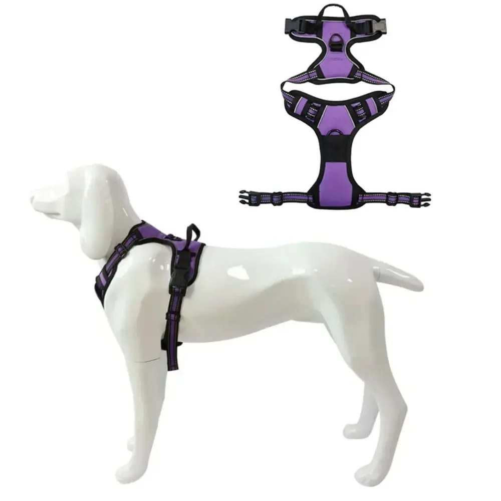 

Светоотражающий жилет-шлейка для собак без натяжения, нейлоновый регулируемый нагрудный ремень, дышащий жилет-поводок для прогулок с собакой