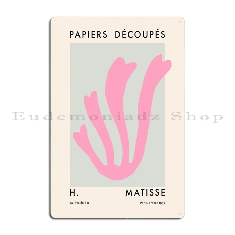 Henri Matisse Cutout Pink Poster Metal Sign Living Room Pub Bar Club Printed Tin Sign Poster