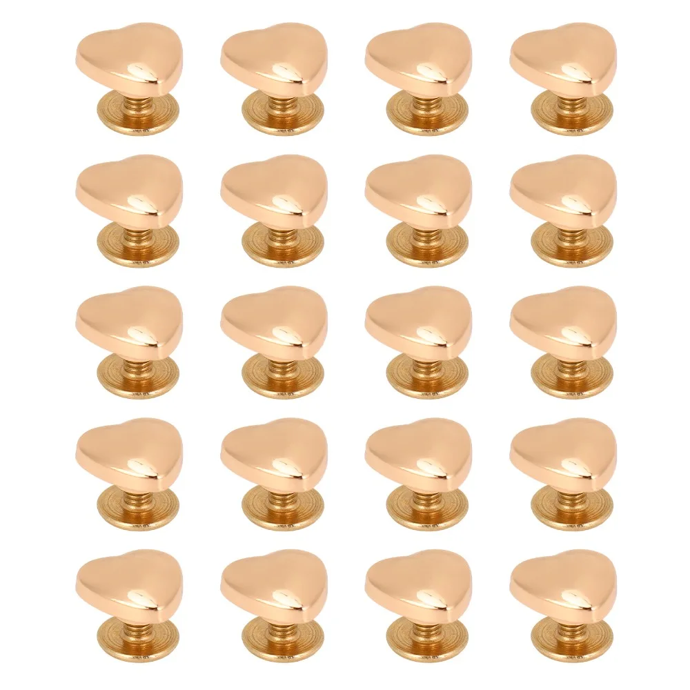 20pcs 14mm Size Decorative Stud Rivets Crossing Screw Gold/White/Bronze Color Heart Shape Rivets Back Stud Design