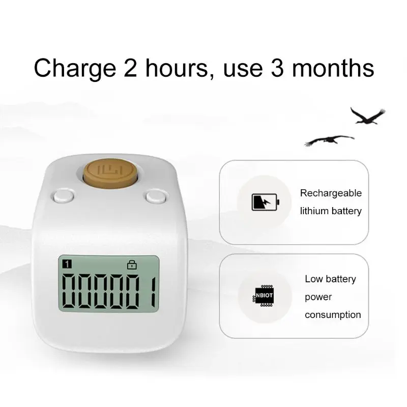 Mini Rechargeable Digital LCD Finger Ring Tally Counters 6 Digit Counter Beads Prayer Clicker 6 Channel Counting