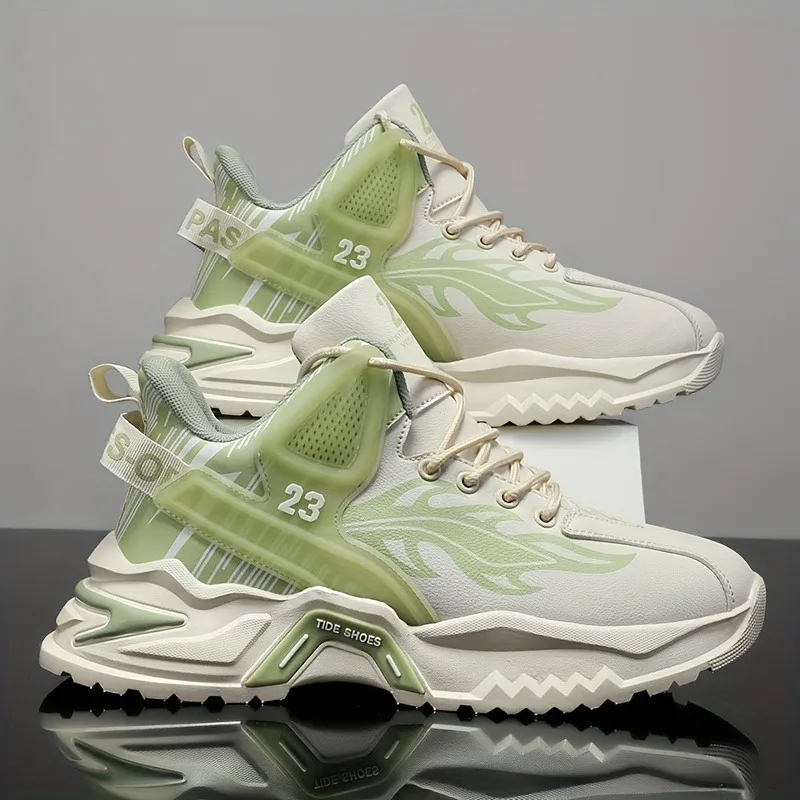 남성용 신상 가을 겨울 신발, 하이컷 두꺼운 밑창 스포츠화, 학생용 가죽 러닝 농구화 대형 사이즈