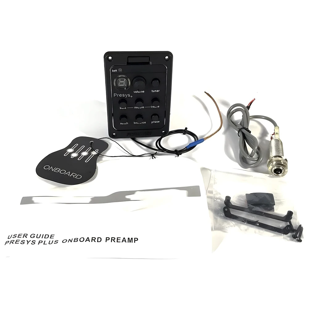 201 Piezo Pickup Acoustic Guitar Preamp 4 Band Acoustic Guitar Pickup Preamp EQ Tuner Onboard Preamps forFishman Presys+