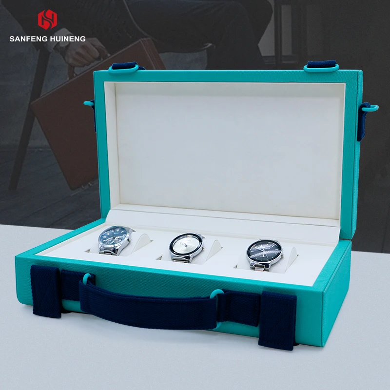 

Luxury Custom Logo Water-Repellent Wooden Watch Storage Box Portable Travel Case for Watches and Jewelry