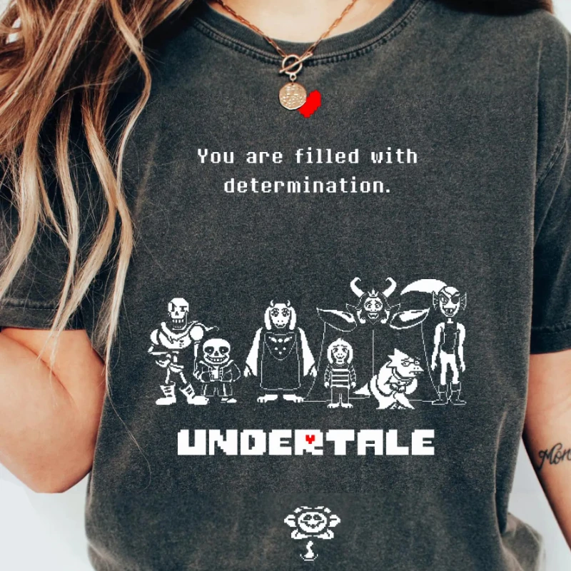 Undertale game-themed T-shirts Sans Papyrus Toriel indie game-themed T-shirts retro pixel RPG graphic T-shirts retro gamer