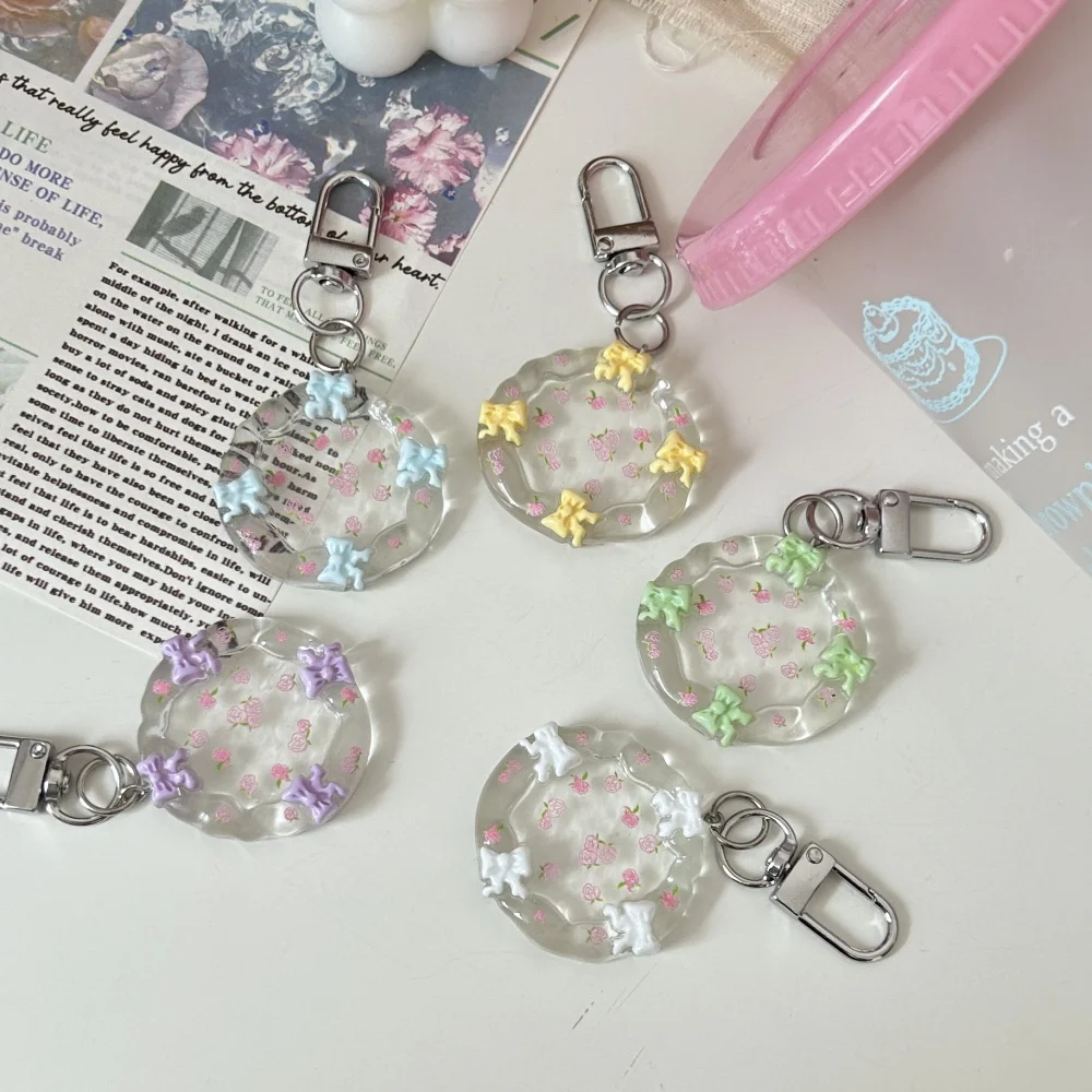 Y2k Jewelry Gift Crystal-Clear Aesthetic Key Ring Cute Resin Bag Pendant High-Quality Flower Keychain For Purse Decoration Gift