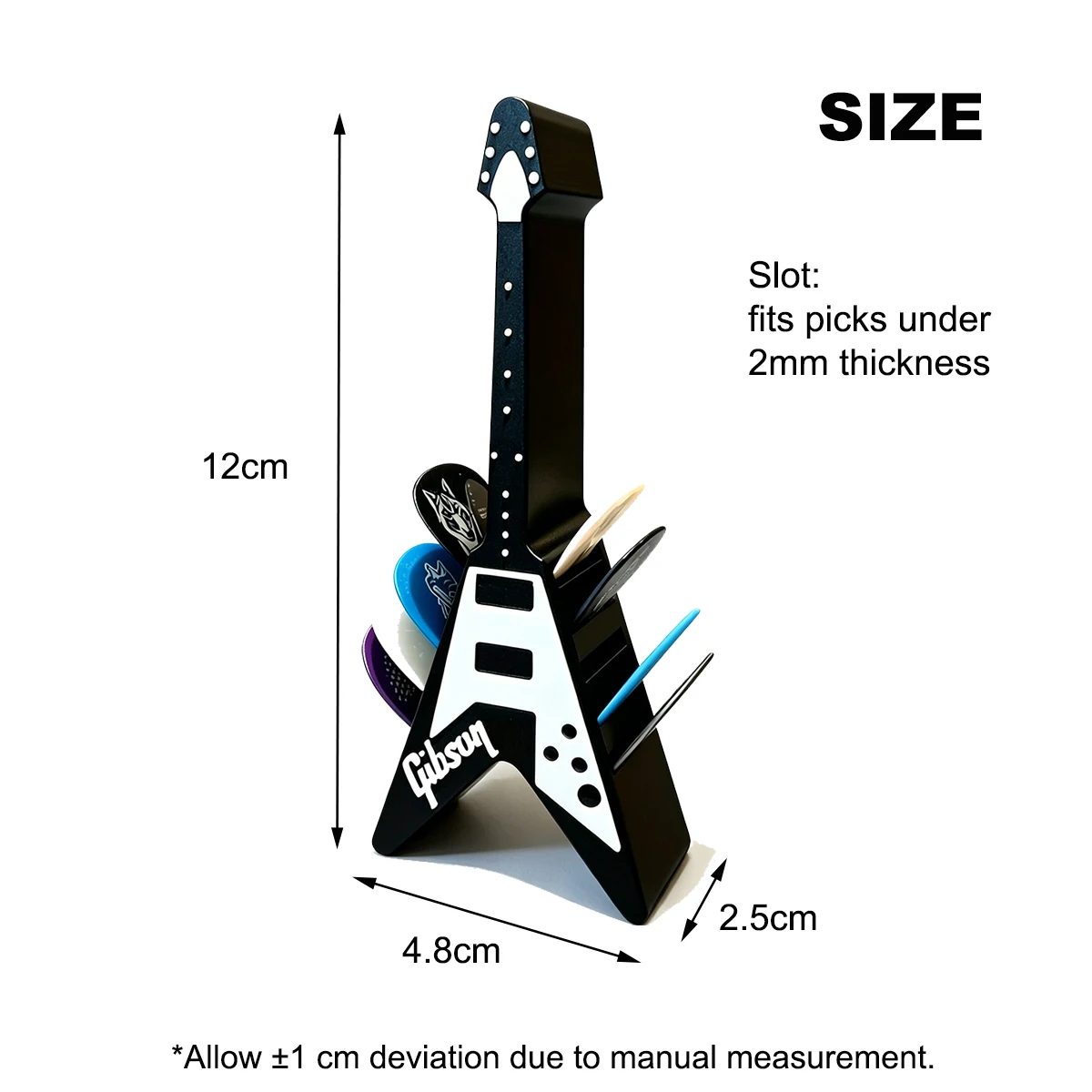 Miwayer Guitar Pick Holder – 10-Slot Capacity, Electric Guitar Shaped, PLA Durable Material, 1/2 Pack Options, for Studio/Home