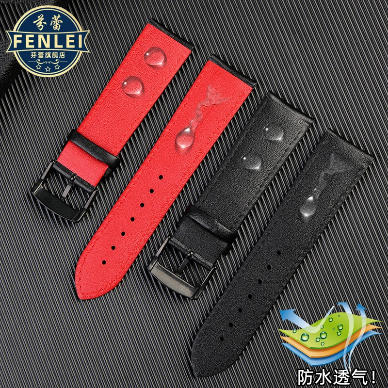 22mm Genuine Leather Watchband for Tissot 1853 Special T116 Strap T116617 Warriors Knights TAG Heuer Breathable Men\'s Bracelet