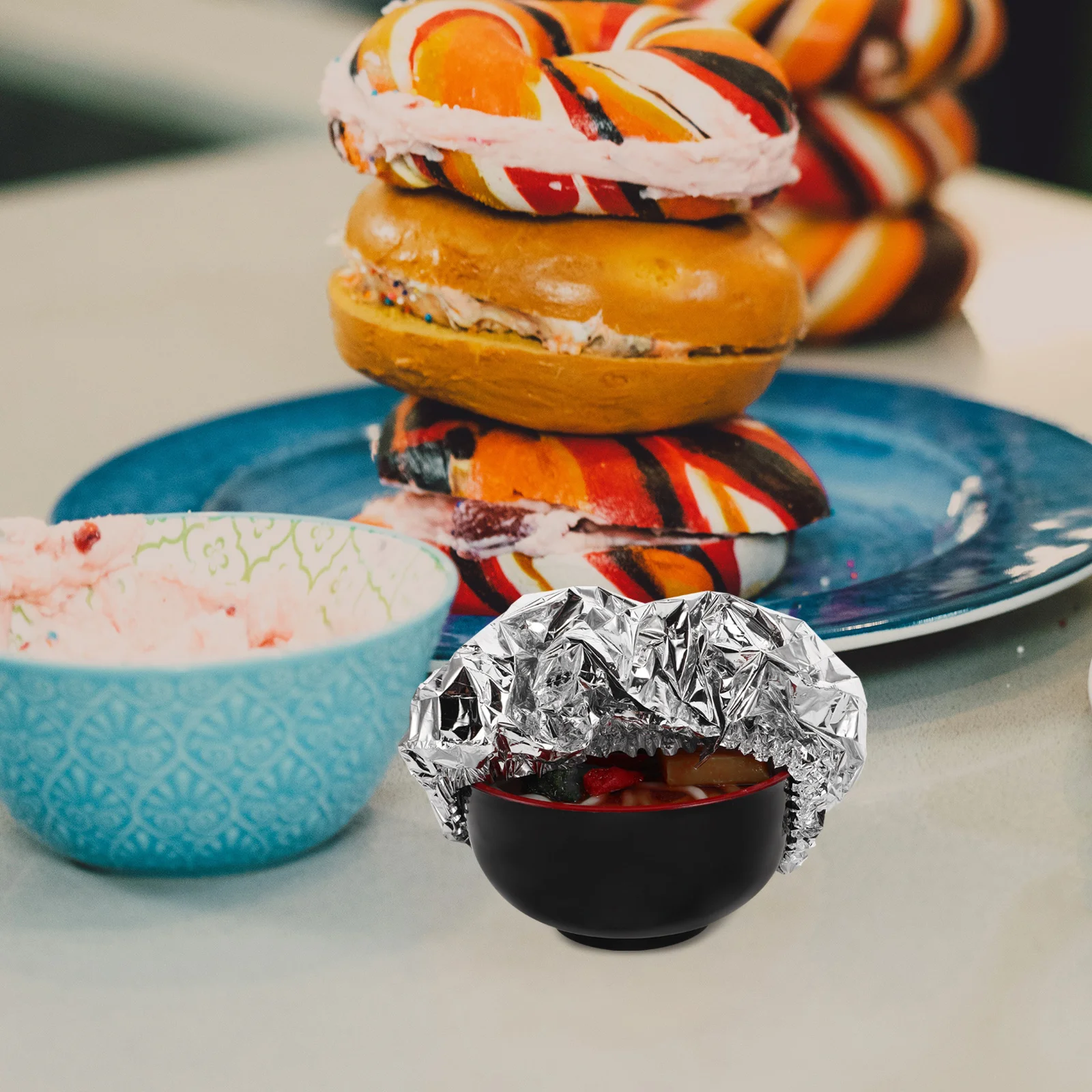 

50Pcs Kitchen Insulation Film Aluminum Foil Bowl Covers for Family Gatherings Everyday Meals Versatile Use Easy Clean