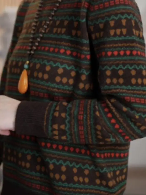 Suéter de malha listrado casual solto ajuste mamãe sle f gola alta versátil senhoras faion inverno quente longo sve top