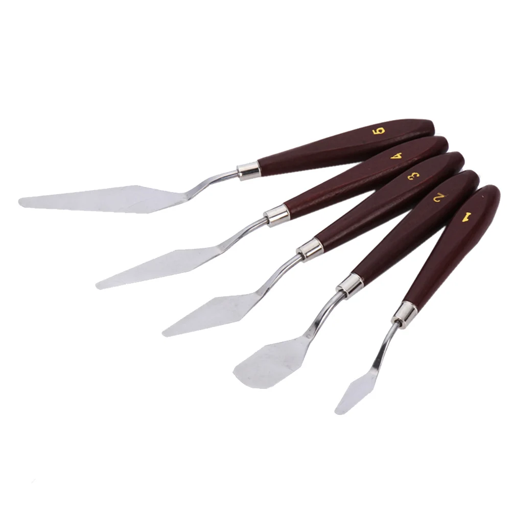 

Painting Set Stainless Steel Wood Handle Oil Palette Knife Flexible Blades Mixing Scraper Canvas Art Tools 30X12.5X2.8Cm