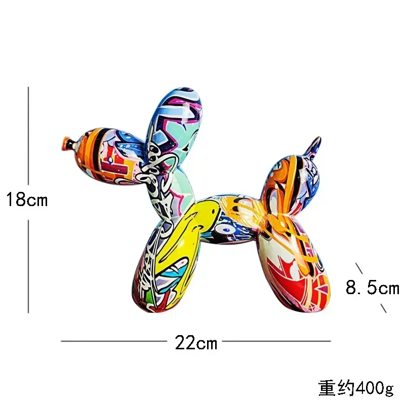 

17CM Nordic Modern Resin Graffitti Sculpture Balloon Dog Statue Creative Art Craft Figurine Gift Home Office Desktop Decor Paint