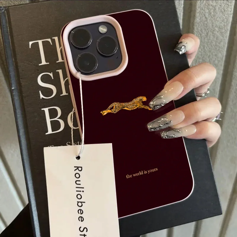 Minimalistisches Leoparden-Laufmuster Handyhülle für iPhone 17 18 Pro 16 15 14 Plus 13 12 11 Pro Max 16E 17Air XR XS Max Cover